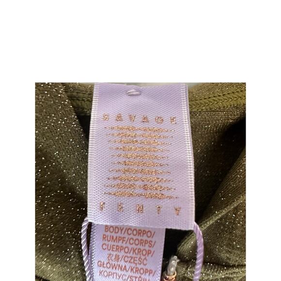 NWT Savage X Fenty Olive Metallic Sparkly Sleep & Shine Hooded One Piece Size M - Picture 4 of 13